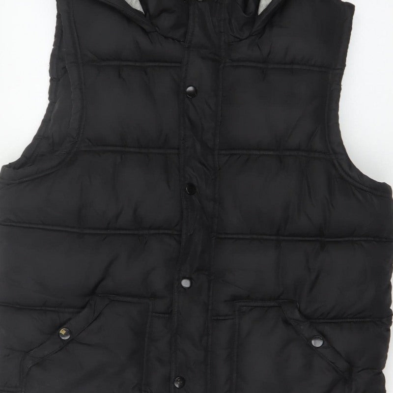 New Look Men Black M Hooded Quilted Puffer Gilet Bodywarmer