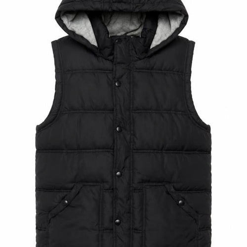 New Look Men Black M Hooded Quilted Puffer Gilet Bodywarmer