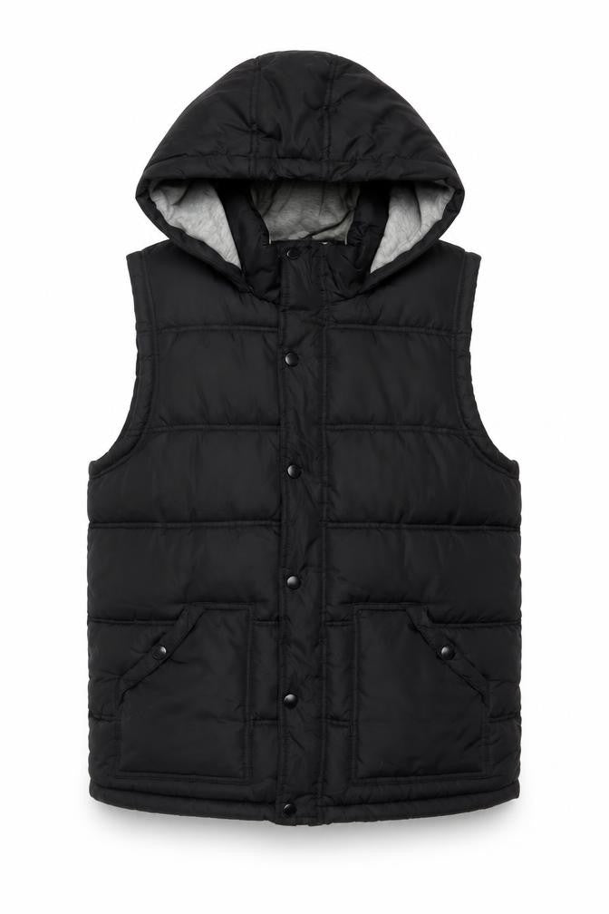 New Look Men Black M Hooded Quilted Puffer Gilet Bodywarmer