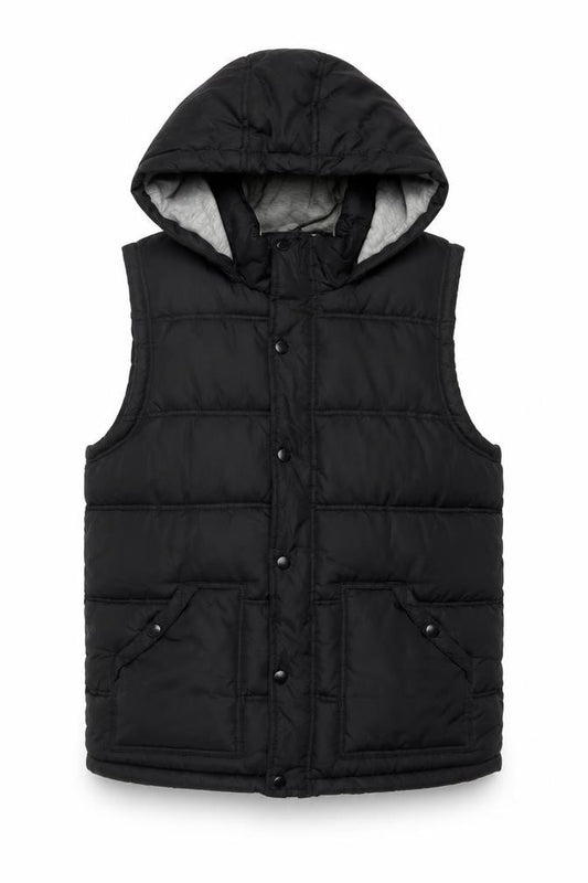 New Look Men Black M Hooded Quilted Puffer Gilet Bodywarmer