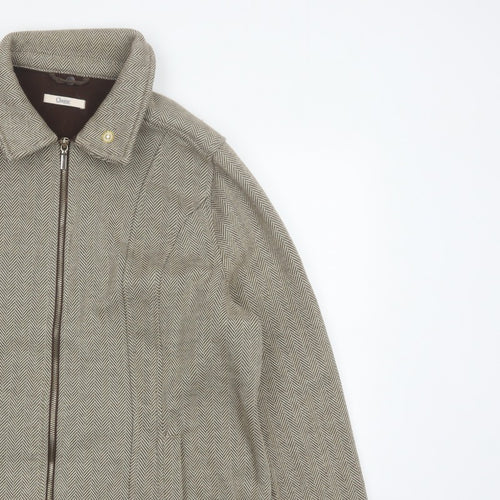 Marks & Spencer Women Brown UK 20 Herringbone Zip Jacket Collared