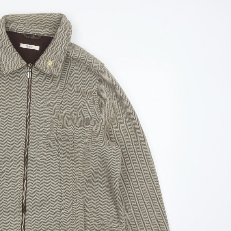 Marks & Spencer Women Brown UK 20 Herringbone Zip Jacket Collared