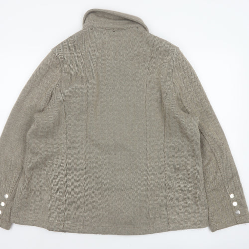 Marks & Spencer Women Brown UK 20 Herringbone Zip Jacket Collared