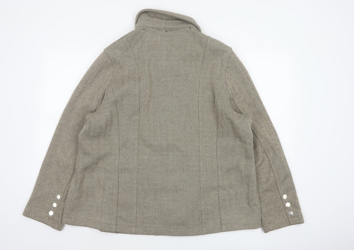 Marks & Spencer Women Brown UK 20 Herringbone Zip Jacket Collared