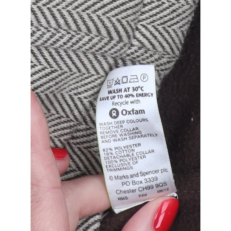 Marks & Spencer Women Brown UK 20 Herringbone Zip Jacket Collared