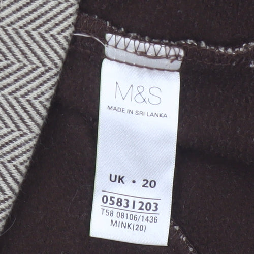 Marks & Spencer Women Brown UK 20 Herringbone Zip Jacket Collared