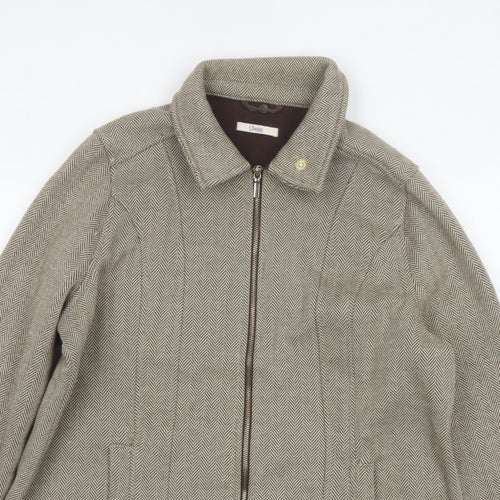 Marks & Spencer Women Brown UK 20 Herringbone Zip Jacket Collared