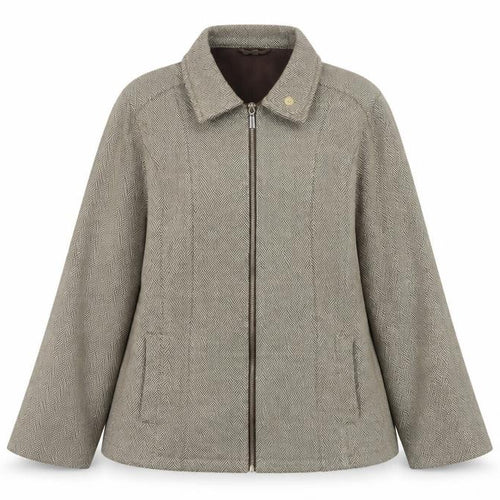 Marks & Spencer Women Brown UK 20 Herringbone Zip Jacket Collared
