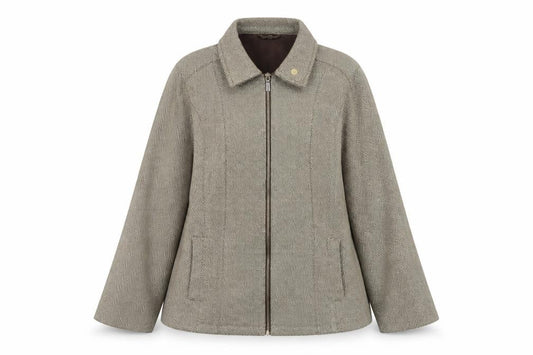 Marks & Spencer Women Brown UK 20 Herringbone Zip Jacket Collared