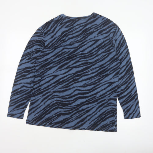 Marks & Spencer Women Blue Zebra Print V-Neck Jersey Top UK 14
