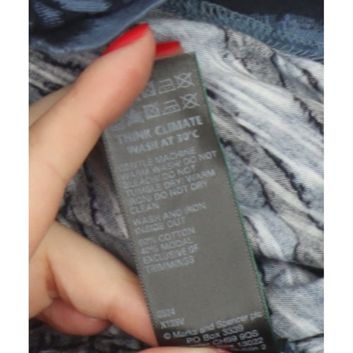 Marks & Spencer Women Blue Zebra Print V-Neck Jersey Top UK 14
