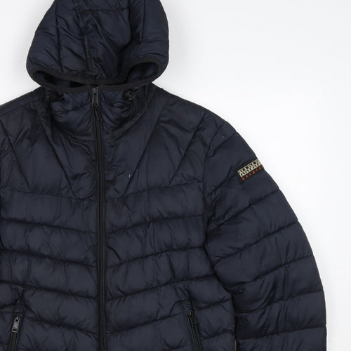 Napapijri Men’s Blue S Hooded Quilted Puffer Jacket