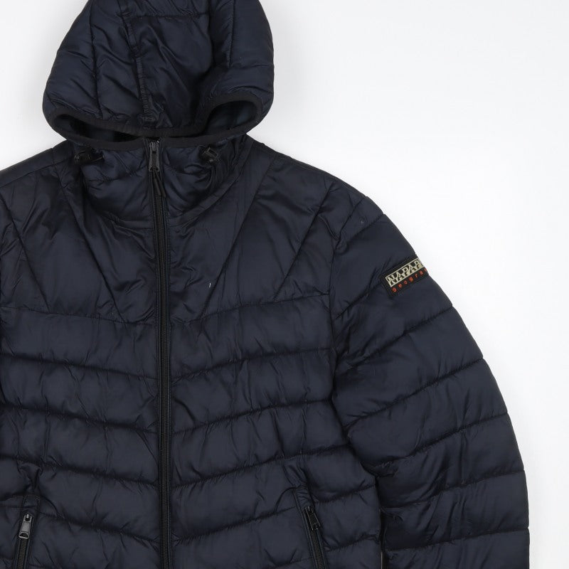 Napapijri Men’s Blue S Hooded Quilted Puffer Jacket