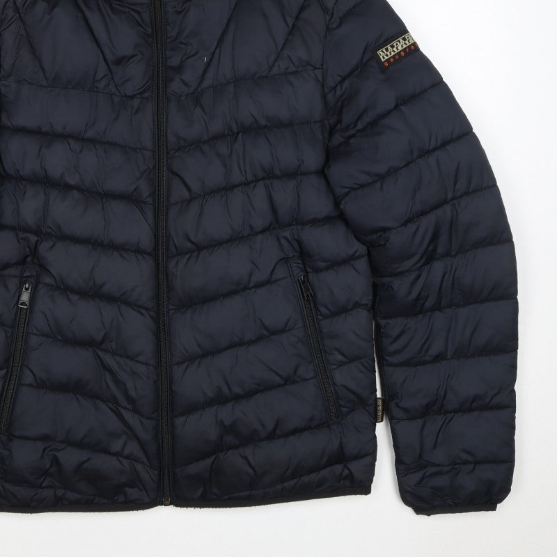 Napapijri Men’s Blue S Hooded Quilted Puffer Jacket