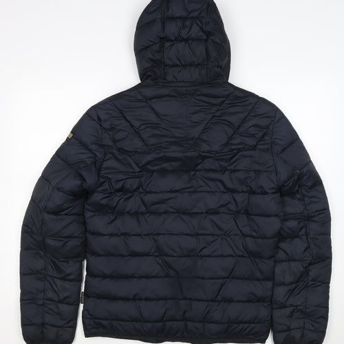Napapijri Men’s Blue S Hooded Quilted Puffer Jacket