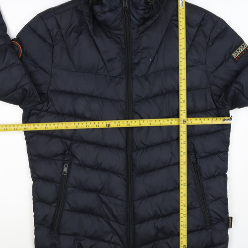 Napapijri Men’s Blue S Hooded Quilted Puffer Jacket