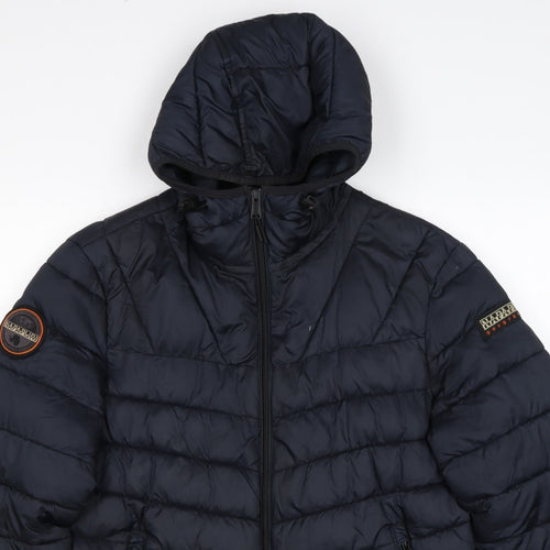 Napapijri Men’s Blue S Hooded Quilted Puffer Jacket