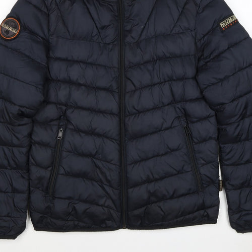 Napapijri Men’s Blue S Hooded Quilted Puffer Jacket