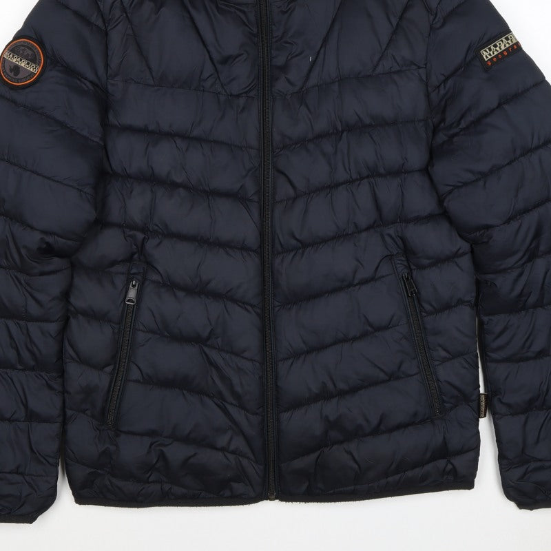 Napapijri Men’s Blue S Hooded Quilted Puffer Jacket