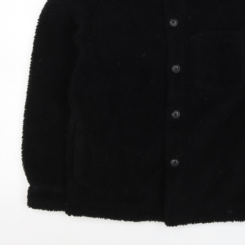 UNIQLO Women’s Black XS Teddy Fleece Button Jacket Collared