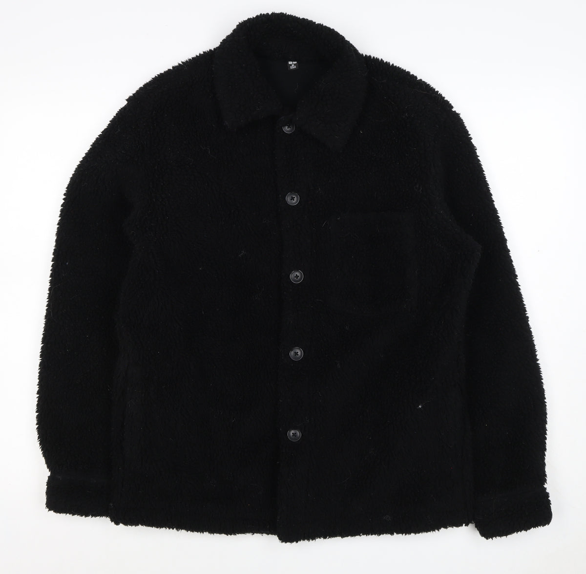 UNIQLO Women’s Black XS Teddy Fleece Button Jacket Collared