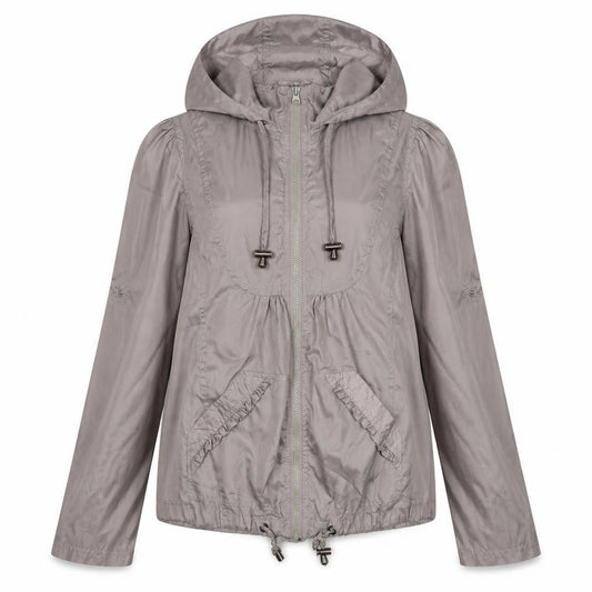 New Look Women’s Grey UK 10 Hooded Windbreaker Jacket Zip Pockets