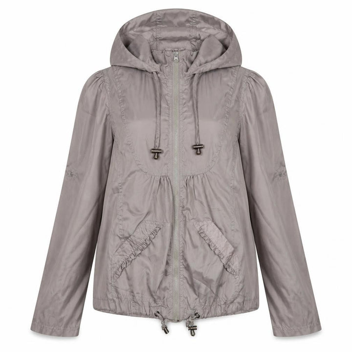 New Look Women’s Grey UK 10 Hooded Windbreaker Jacket Zip Pockets