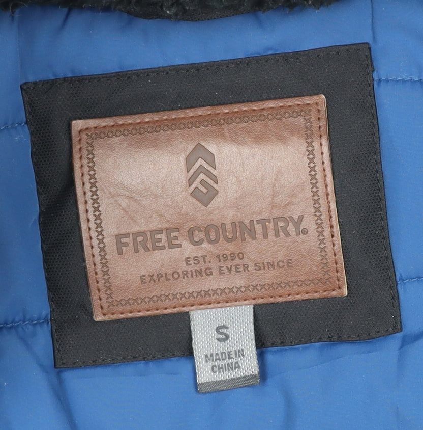 Free Country Men’s Black Grey Small Padded Parka Jacket