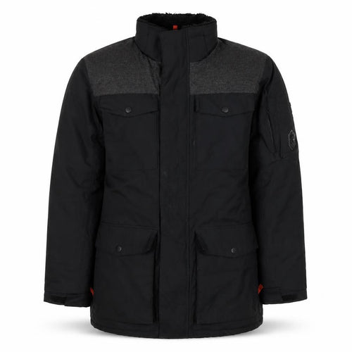 Free Country Men’s Black Grey Small Padded Parka Jacket