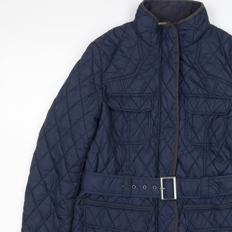Marks and Spencer Women Blue UK 10 Quilted Belted Jacket