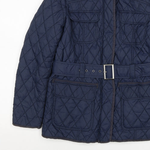 Marks and Spencer Women Blue UK 10 Quilted Belted Jacket