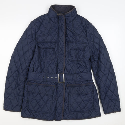 Marks and Spencer Women Blue UK 10 Quilted Belted Jacket