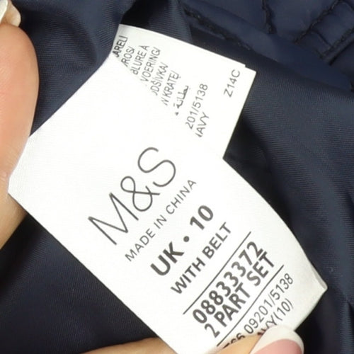 Marks and Spencer Women Blue UK 10 Quilted Belted Jacket