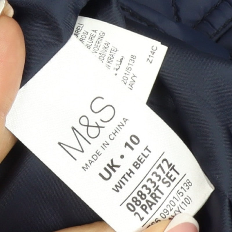Marks and Spencer Women Blue UK 10 Quilted Belted Jacket