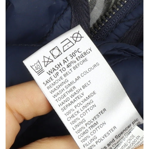 Marks and Spencer Women Blue UK 10 Quilted Belted Jacket