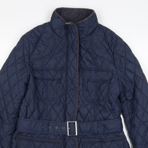 Marks and Spencer Women Blue UK 10 Quilted Belted Jacket