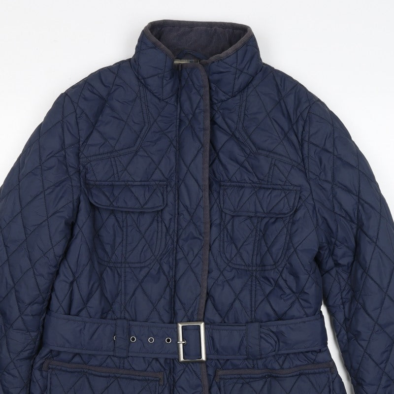 Marks and Spencer Women Blue UK 10 Quilted Belted Jacket