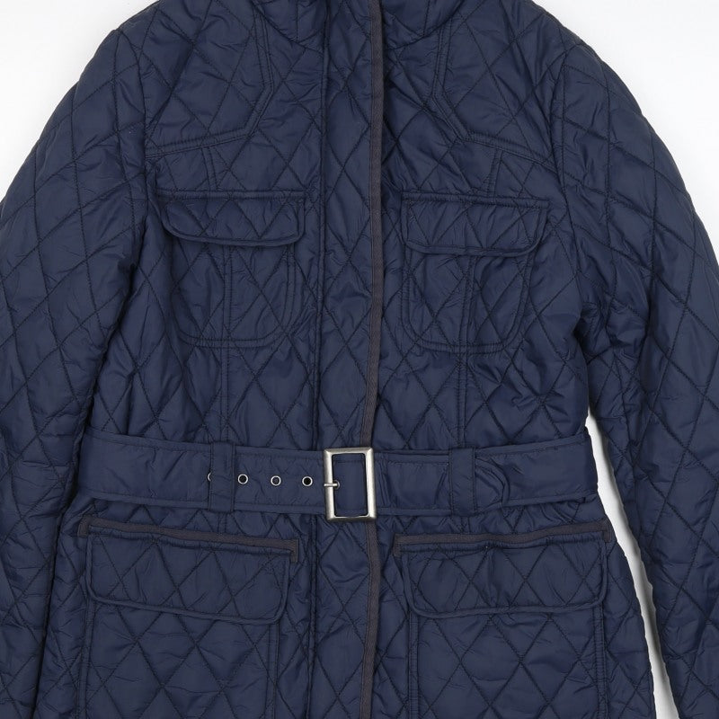 Marks and Spencer Women Blue UK 10 Quilted Belted Jacket