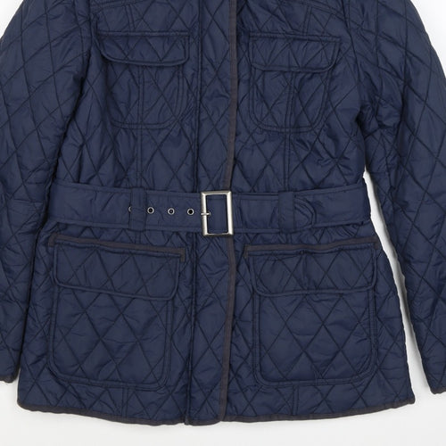 Marks and Spencer Women Blue UK 10 Quilted Belted Jacket