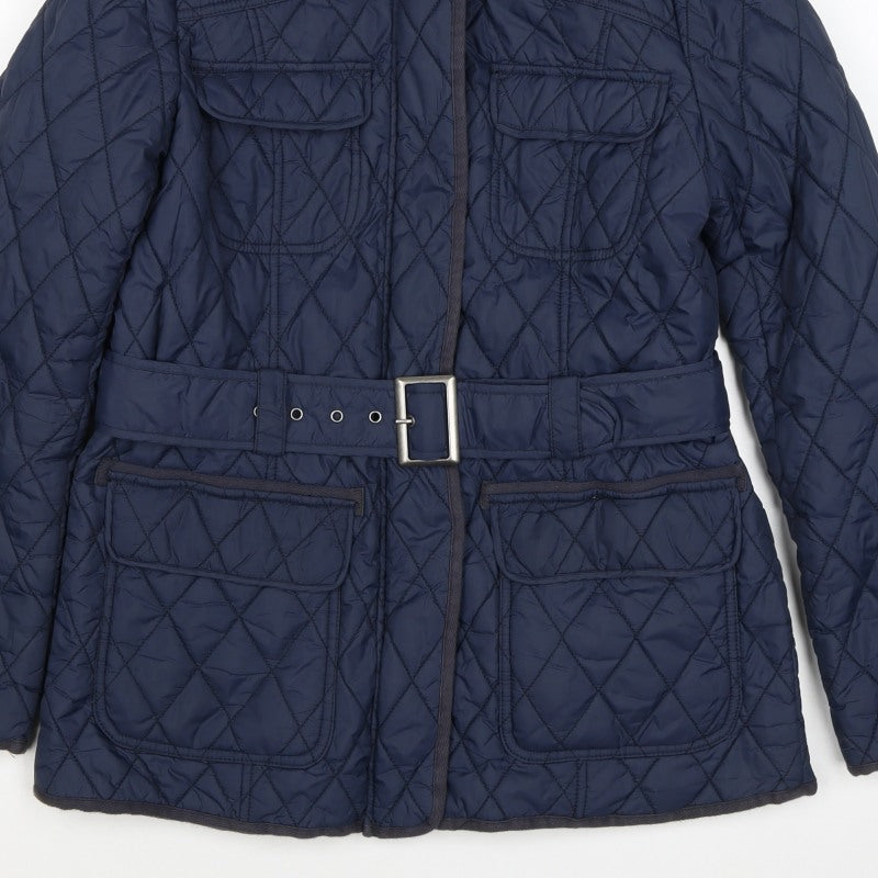 Marks and Spencer Women Blue UK 10 Quilted Belted Jacket