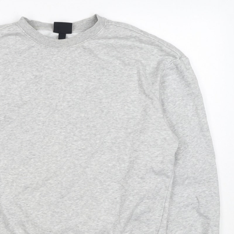 H&M Men Grey Size M Pullover Crew Neck Fleece Sweatshirt