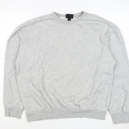 H&M Men Grey Size M Pullover Crew Neck Fleece Sweatshirt