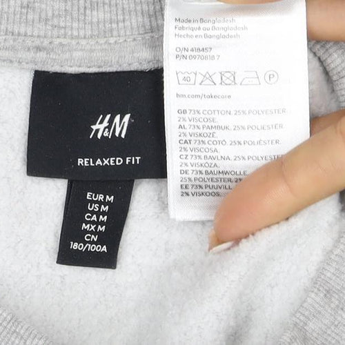 H&M Men Grey Size M Pullover Crew Neck Fleece Sweatshirt