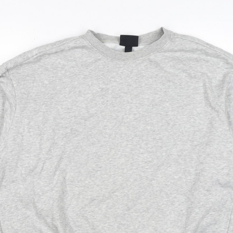 H&M Men Grey Size M Pullover Crew Neck Fleece Sweatshirt