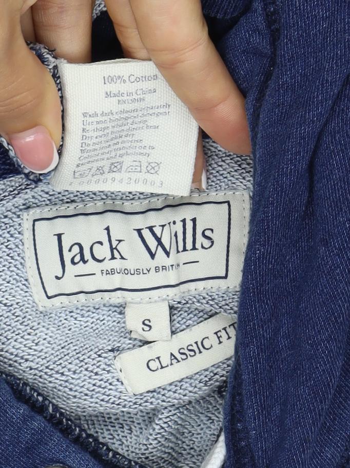 Additional view of Jack Wills Men's Blue Small Classic Fit Pullover Hoodie Logo