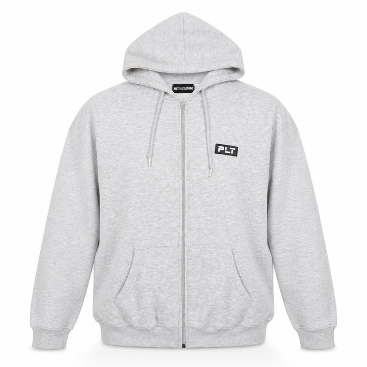PrettyLittleThing Women Grey M Full Zip Logo Hooded Hoodie