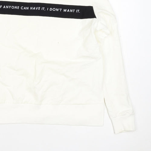 Next Women’s Ivory UK 8 Pullover Sweatshirt Quote Graphic Cotton Blend
