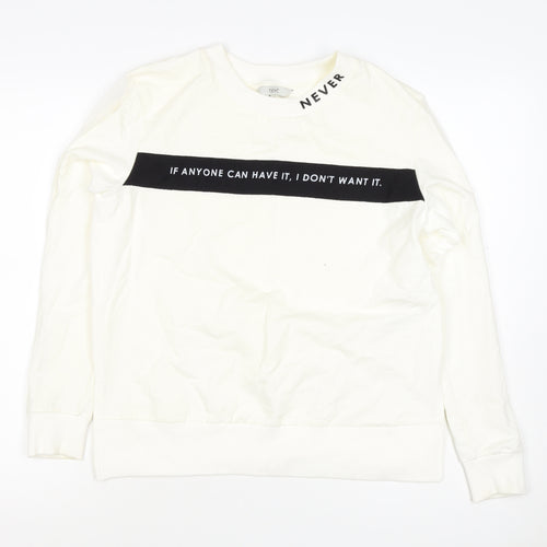 Next Women’s Ivory UK 8 Pullover Sweatshirt Quote Graphic Cotton Blend