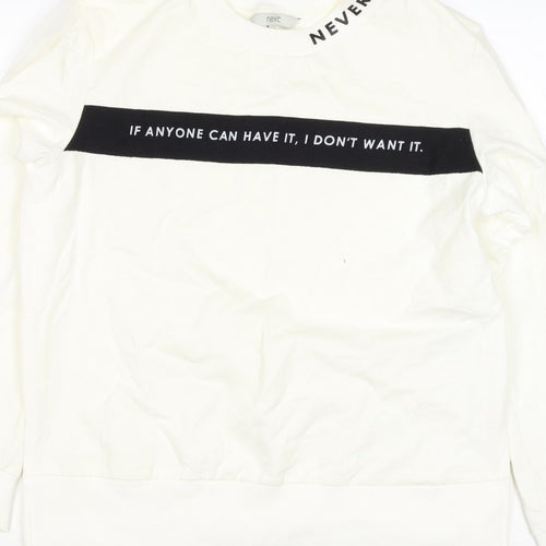 Next Women’s Ivory UK 8 Pullover Sweatshirt Quote Graphic Cotton Blend