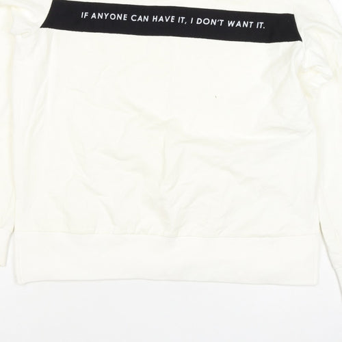 Next Women’s Ivory UK 8 Pullover Sweatshirt Quote Graphic Cotton Blend